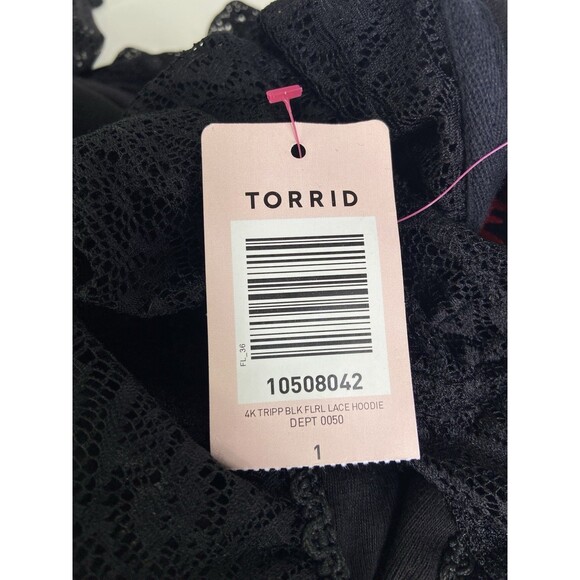 Tripp NYC Black Lace Up Corset Style Zip Hoodie Womens Plus Size 1 1X Goth Emo - Picture 7 of 13